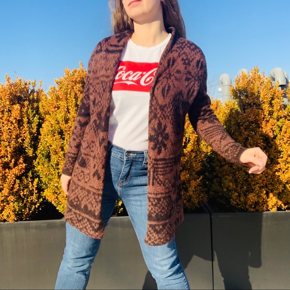 Gerry Weber Edition Ditsy Duster Wool Northern Pattern Long Coat Cardigan - Picture 2 of 15